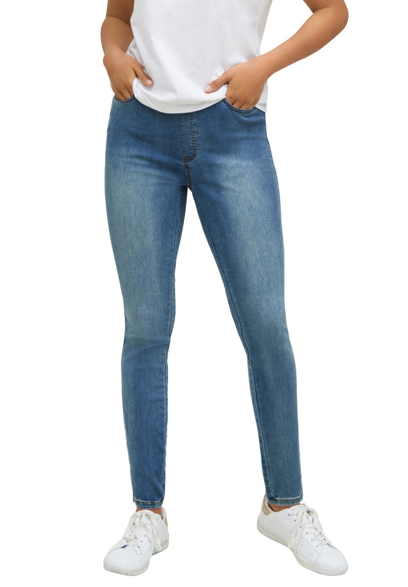 Mid-Rise Stretch Denim Pull-On 4 Pocket Jeggings image number 0