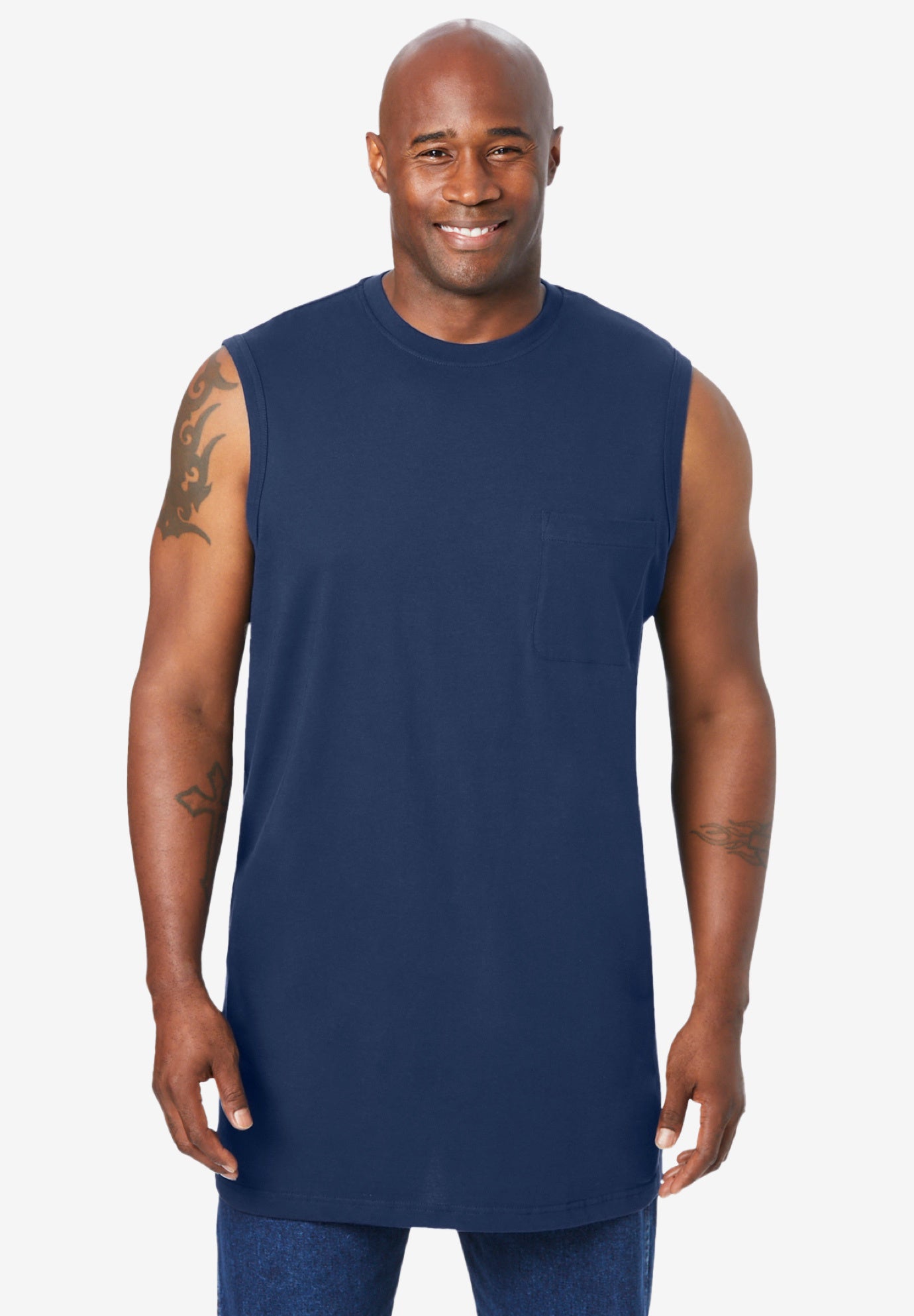 Shrink-Less Longer-Length Lightweight Muscle Pocket Tee image number 3
