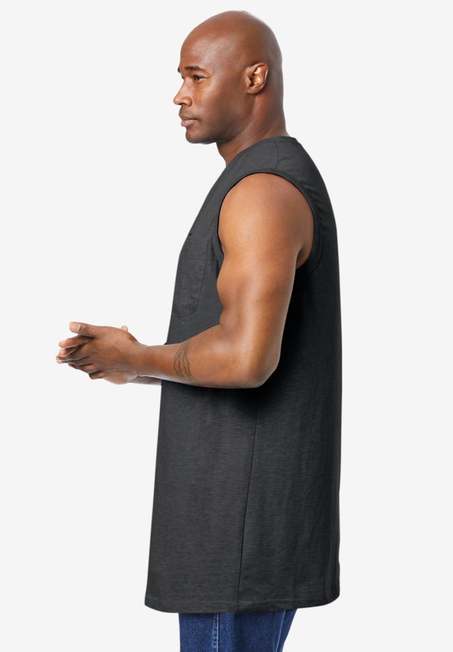 Shrink-Less Longer-Length Lightweight Muscle Pocket Tee image number 2