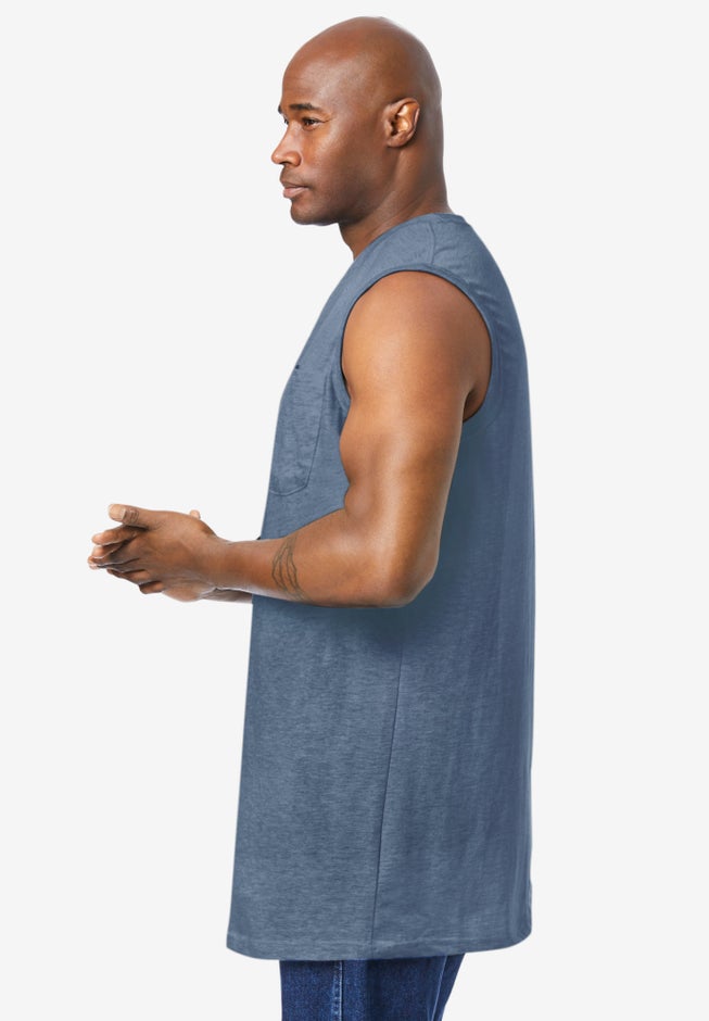 Shrink-Less Longer-Length Lightweight Muscle Pocket Tee image number 2