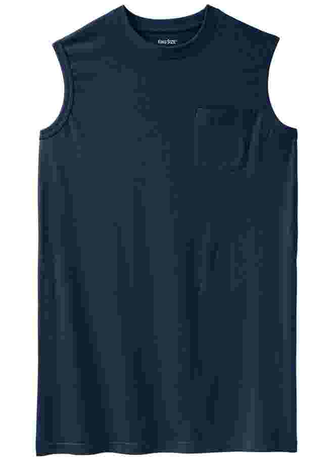 Shrink-Less Longer-Length Lightweight Muscle Pocket Tee image number 0