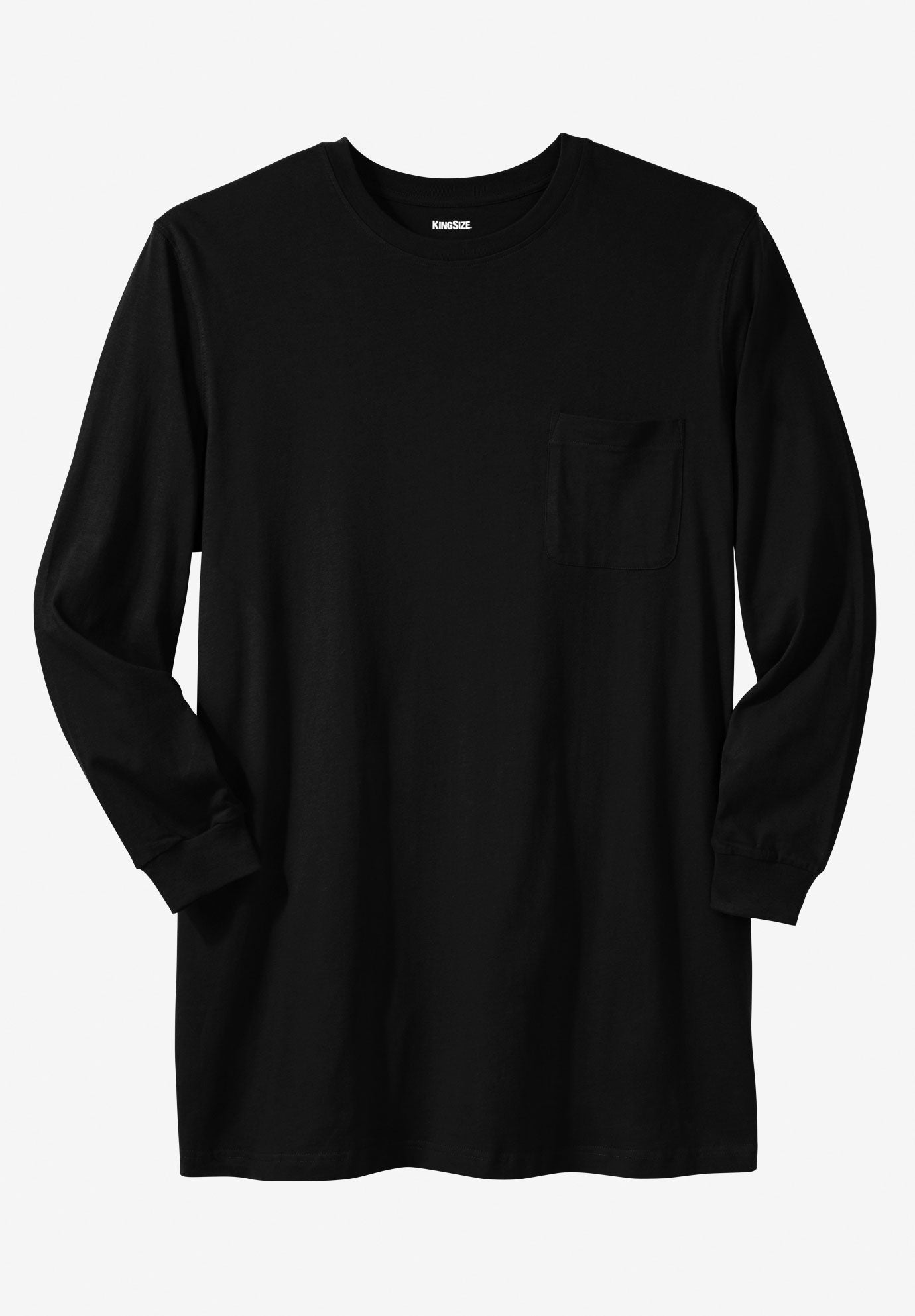 Shrink-Less Lightweight Longer-Length Long-Sleeve Crewneck Pocket Tee image number 0