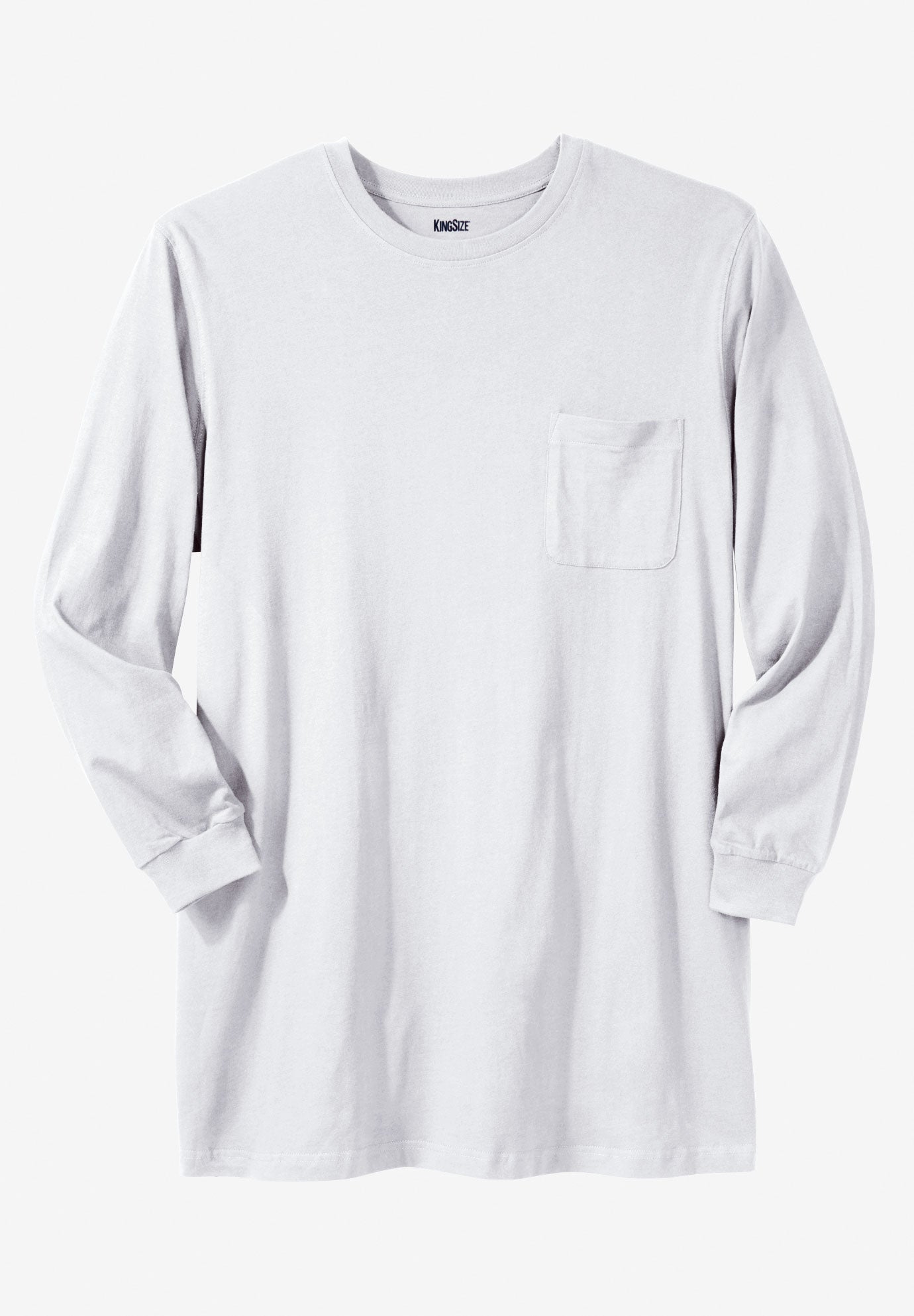 Shrink-Less Lightweight Longer-Length Long-Sleeve Crewneck Pocket Tee image number 0