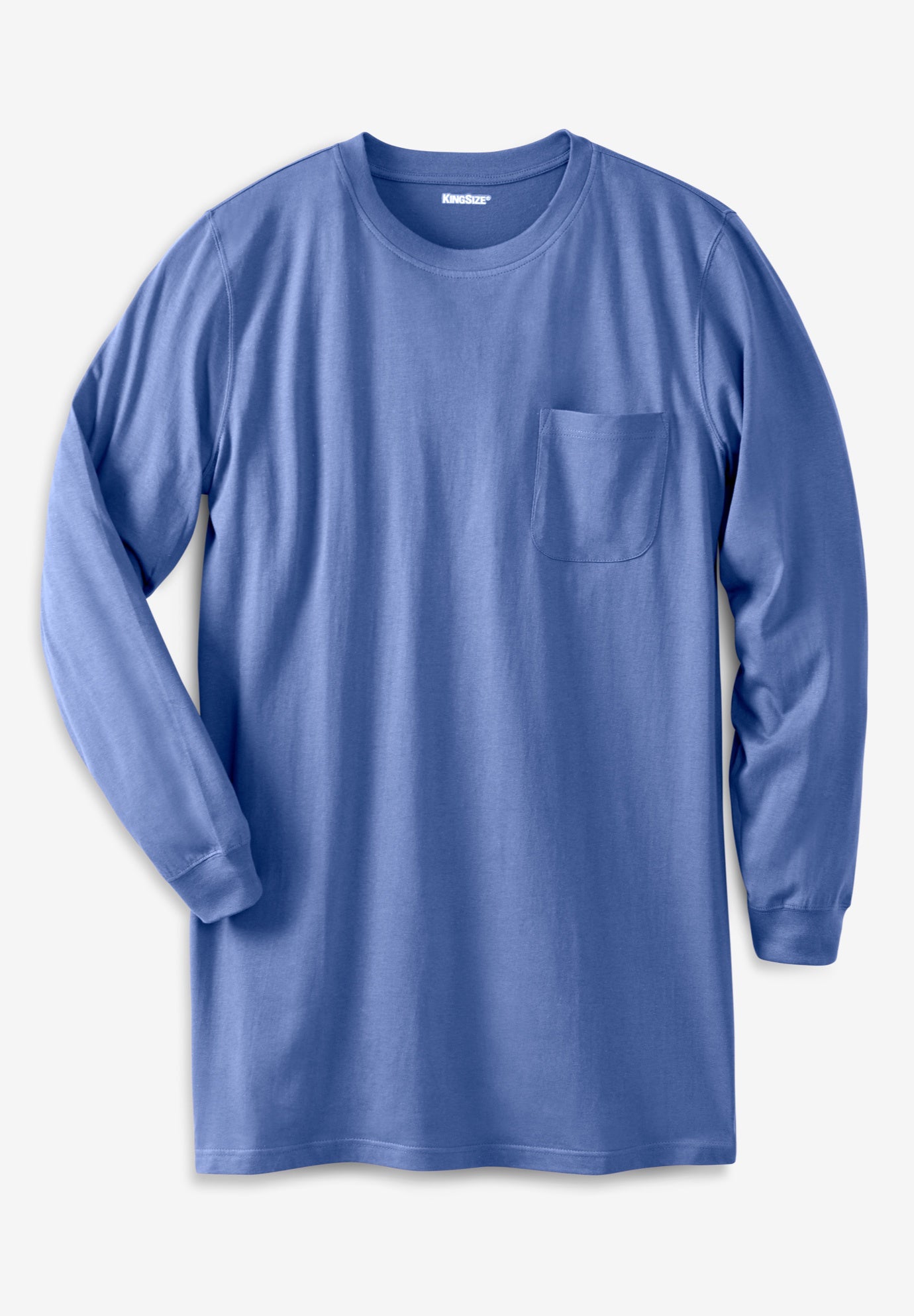 Shrink-Less Lightweight Longer-Length Long-Sleeve Crewneck Pocket Tee image number 0