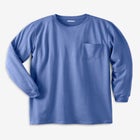 Shrink-Less Lightweight Longer-Length Long-Sleeve Crewneck Pocket Tee image number null