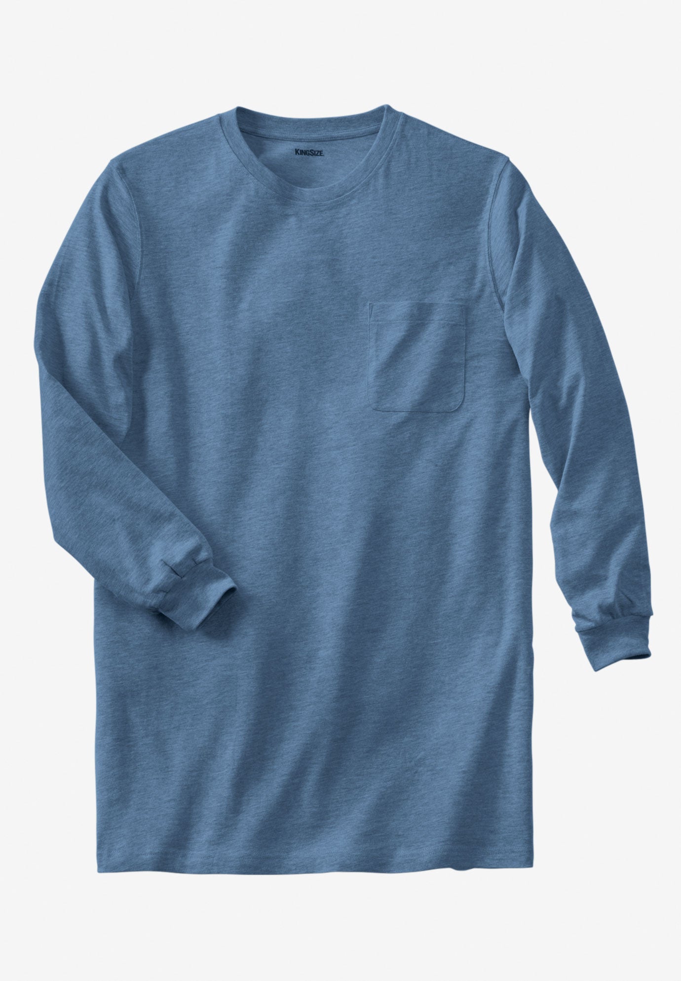 Shrink-Less Lightweight Longer-Length Long-Sleeve Crewneck Pocket Tee image number 0