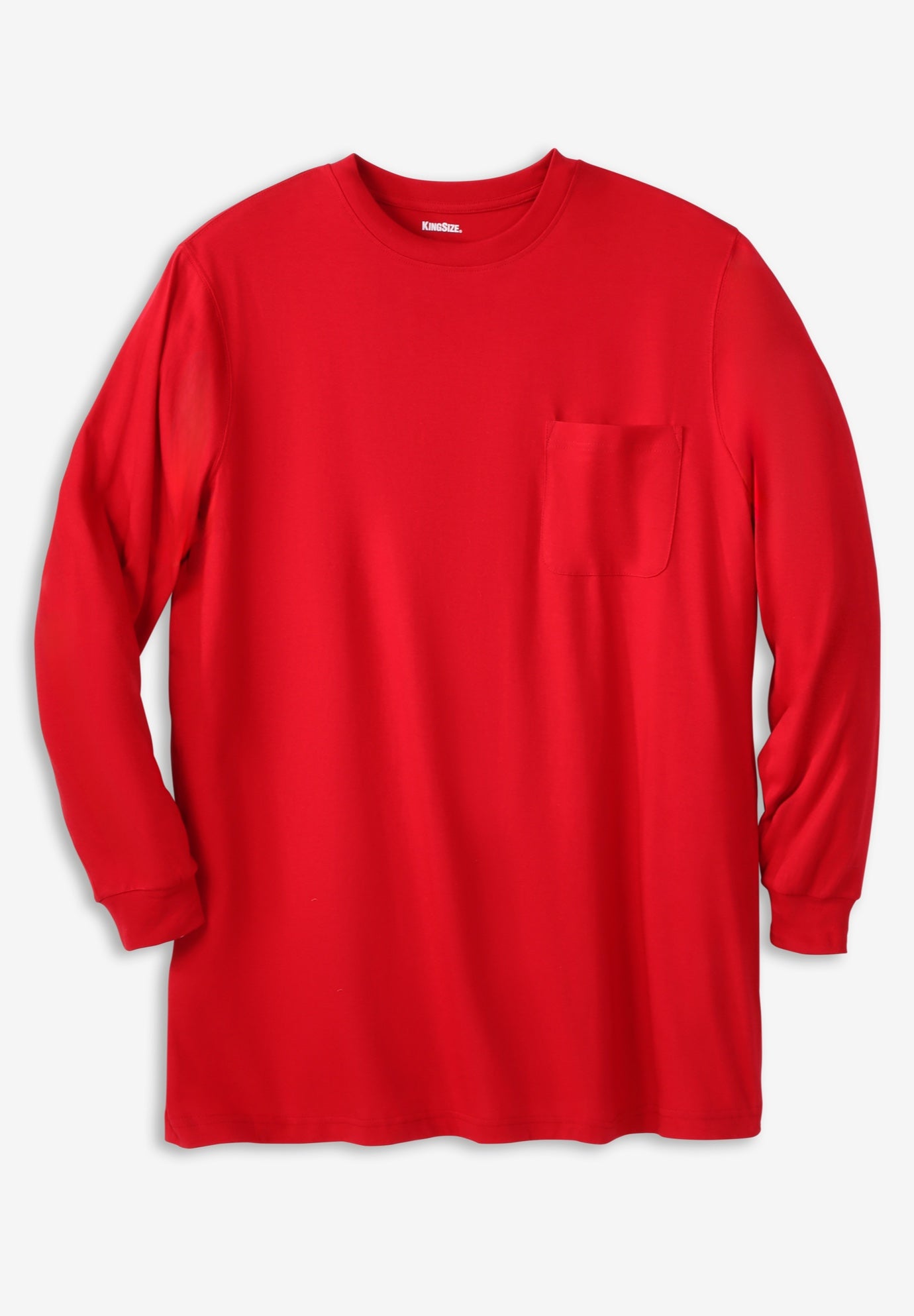 Shrink-Less Lightweight Longer-Length Long-Sleeve Crewneck Pocket Tee image number 0
