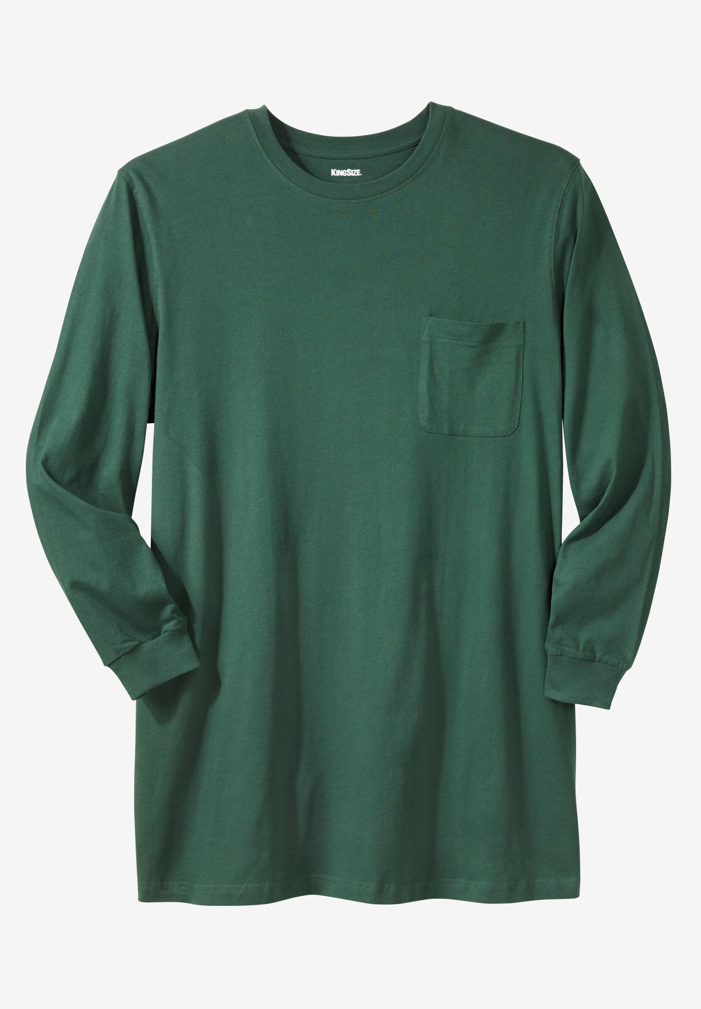 Shrink-Less Lightweight Longer-Length Long-Sleeve Crewneck Pocket Tee image number 0