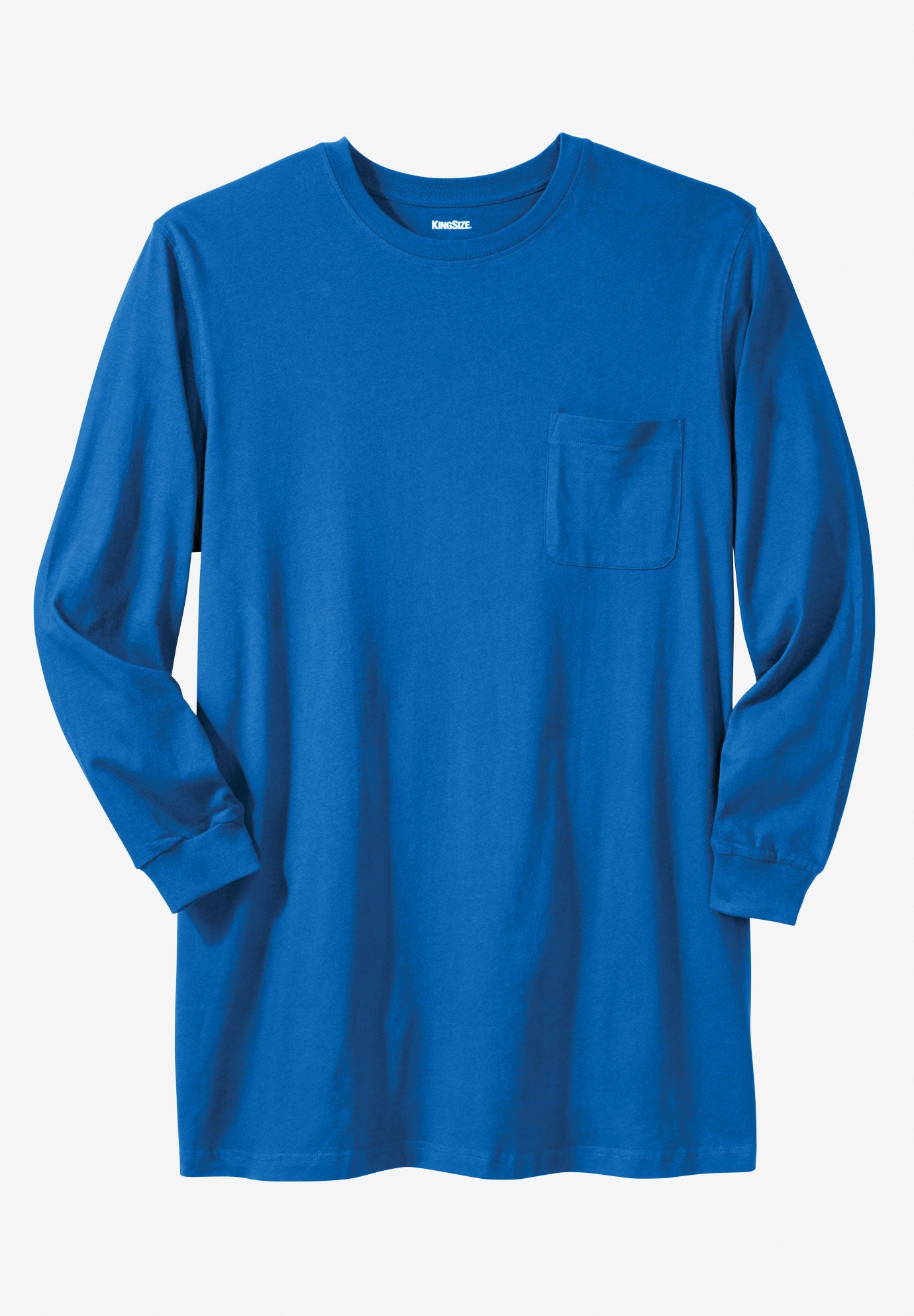 Shrink-Less Lightweight Longer-Length Long-Sleeve Crewneck Pocket Tee image number 0