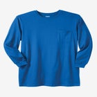 Shrink-Less Lightweight Longer-Length Long-Sleeve Crewneck Pocket Tee image number null