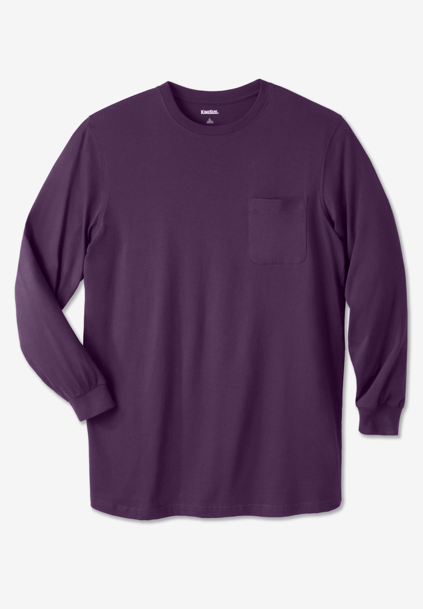 Shrink-Less Lightweight Longer-Length Long-Sleeve Crewneck Pocket Tee image number 0