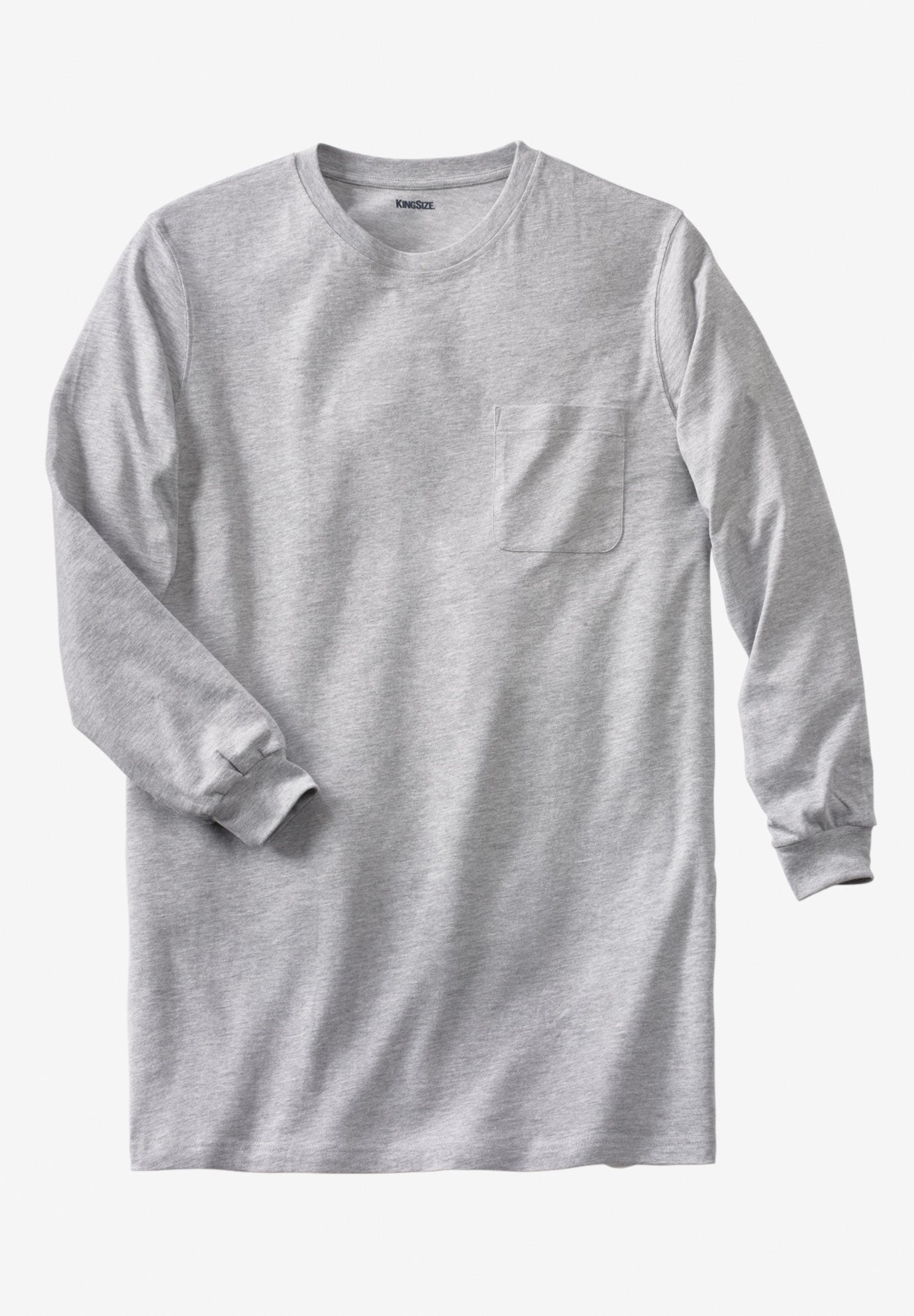 Shrink-Less Lightweight Longer-Length Long-Sleeve Crewneck Pocket Tee image number 0