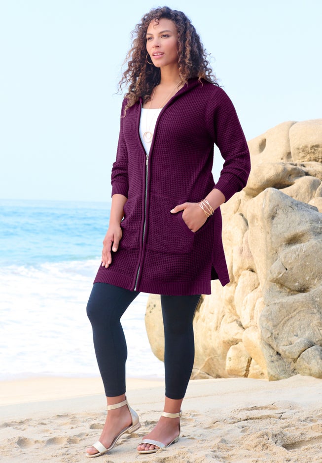 Waffle Mega Length Zip Hoodie image number 3