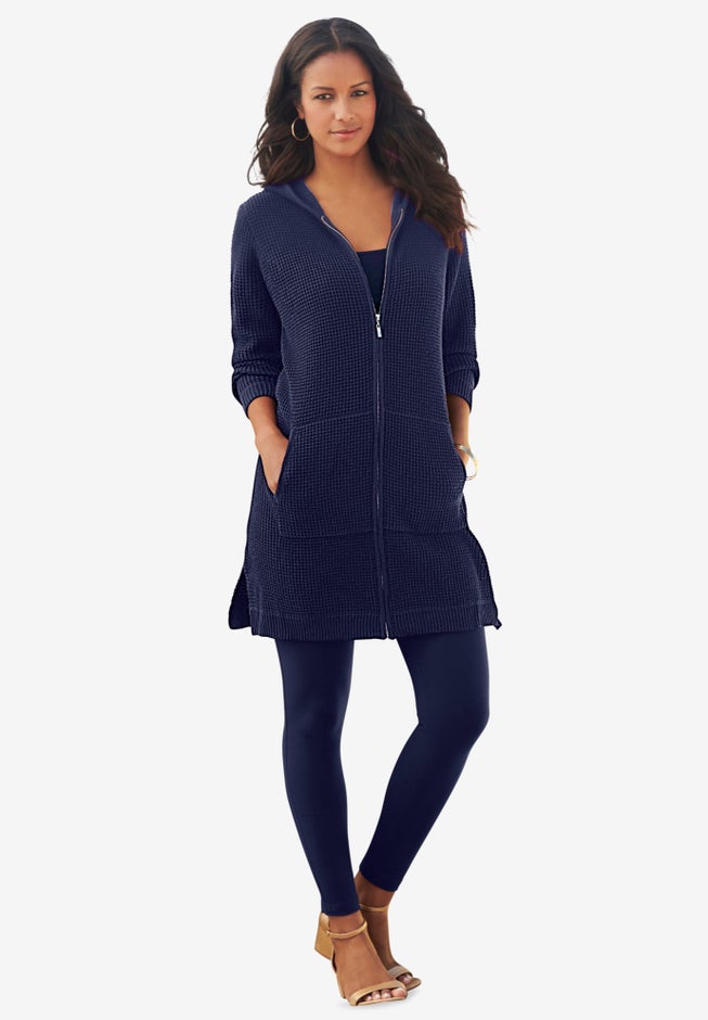 Waffle Mega Length Zip Hoodie image number 4