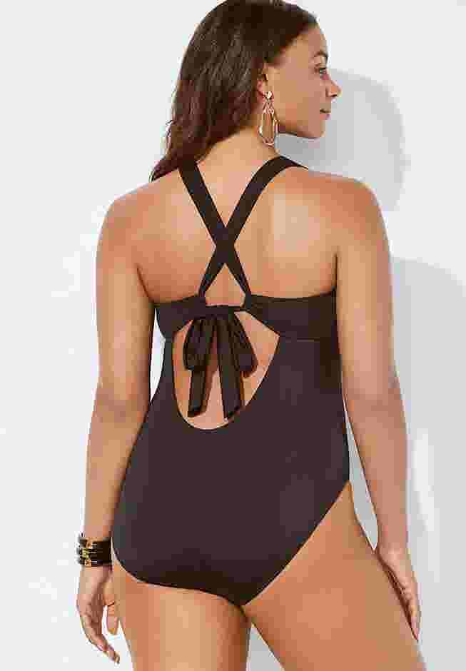 Lace Up One Piece Swimsuit image number 1