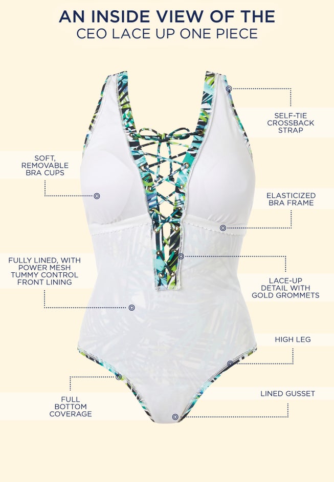 Lace Up One Piece Swimsuit image number 3