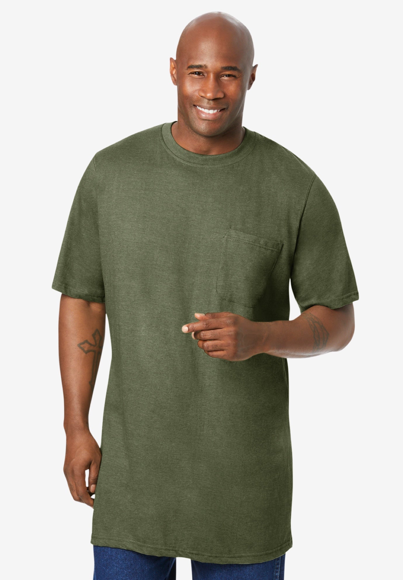 Heavyweight Longer-Length Pocket Crewneck T-Shirt image number 3