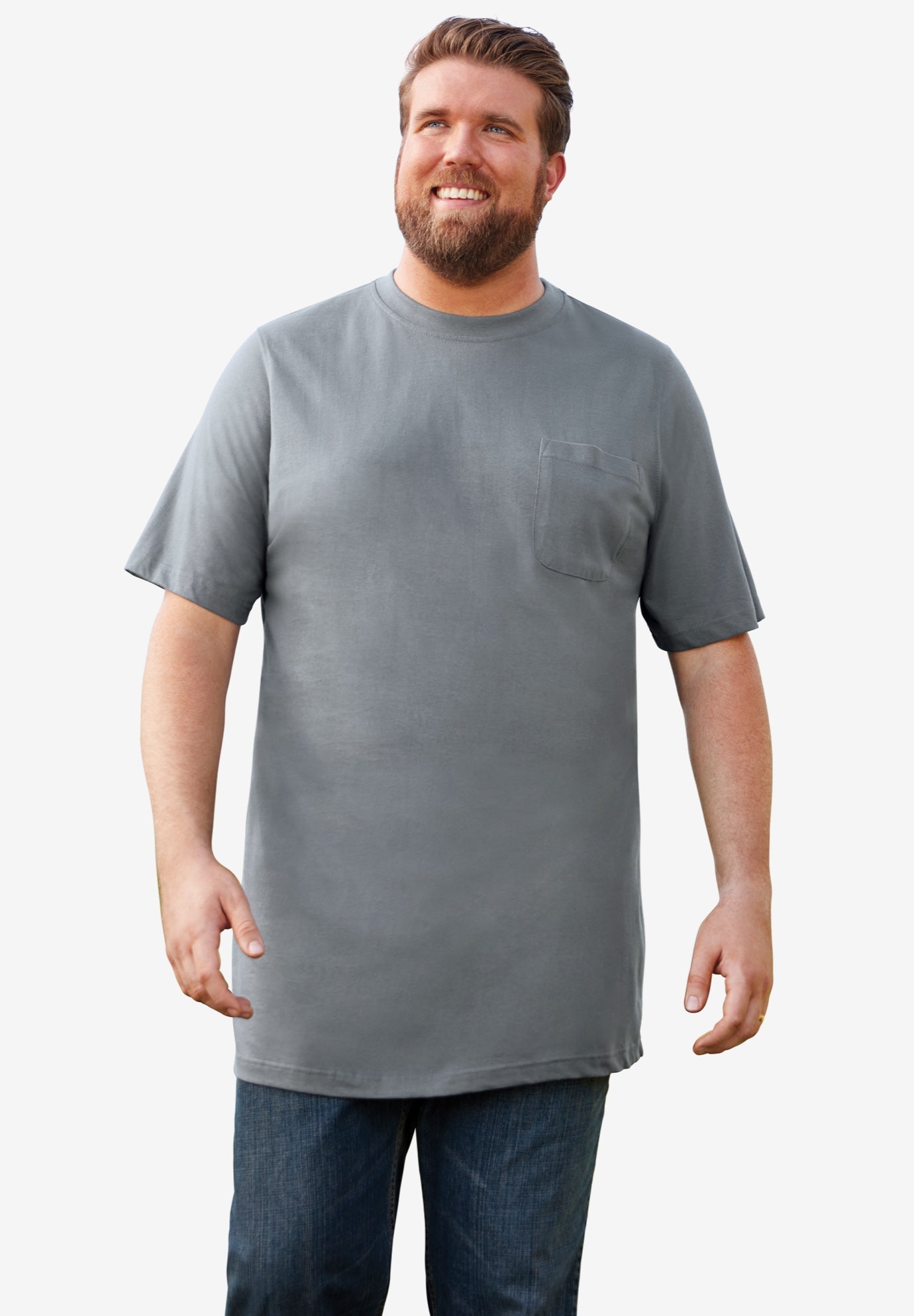 Boulder Creek by KingSize Heavyweight Longer-Length Pocket Crewneck T-Shirt