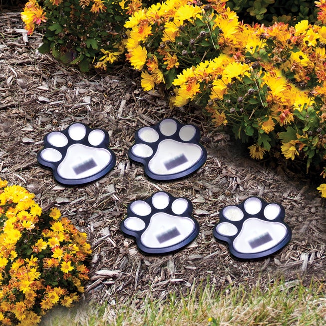 Paw Print Pathway Lights, Set of 4 image number 1