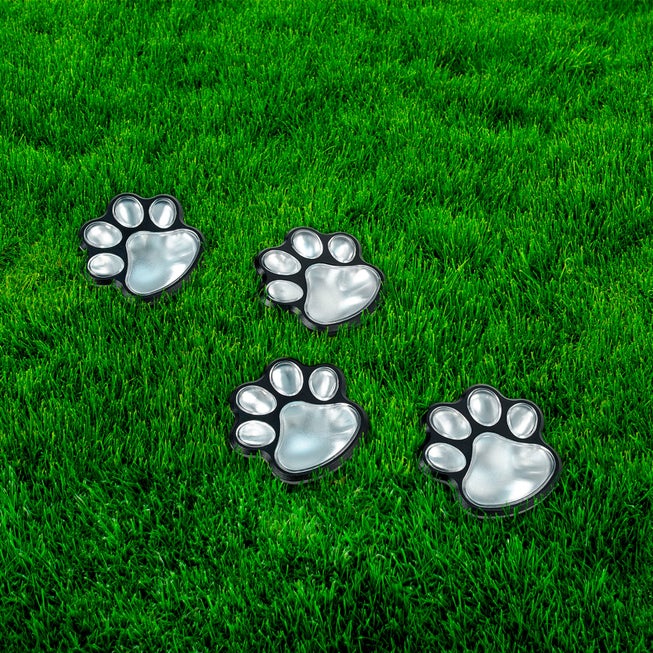 Paw Print Pathway Lights, Set of 4 image number 0