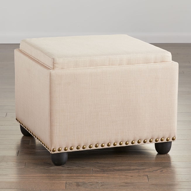 400 lbs. Weight Capacity 22" Square Studded Ottoman image number 1