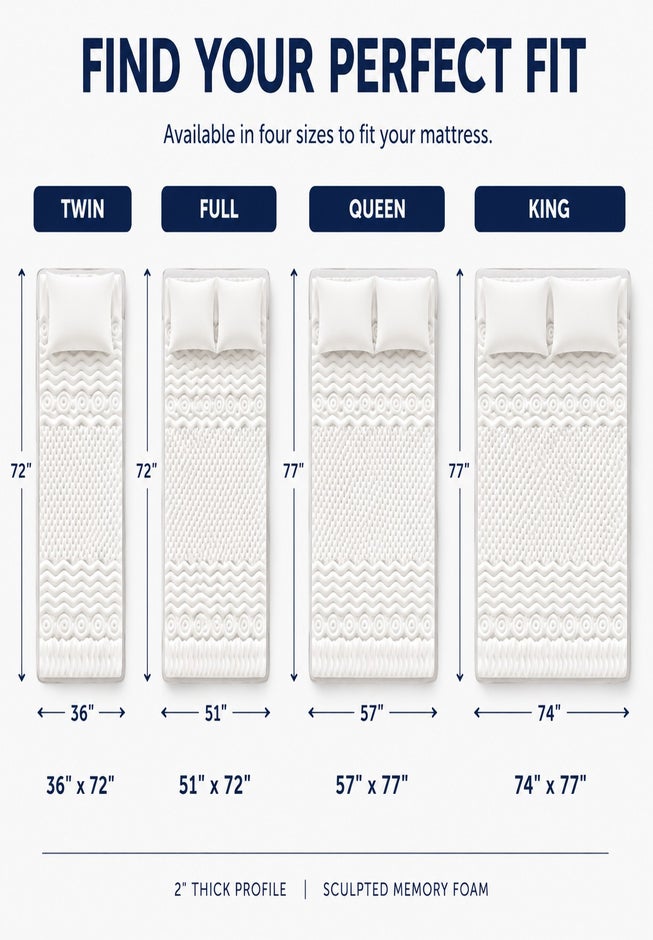 2 Inch 7-Zone Memory Foam Mattress Topper image number 2