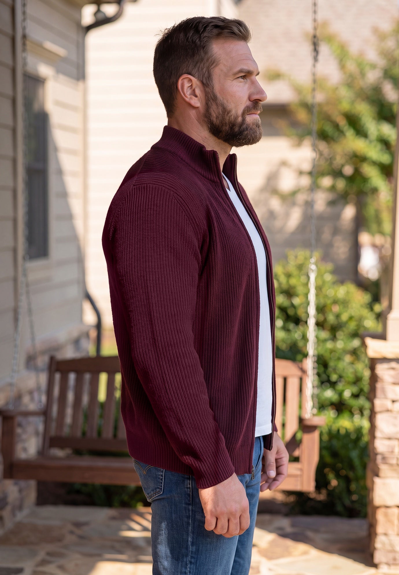 Shaker Knit Zip-Front Cardigan image number 2