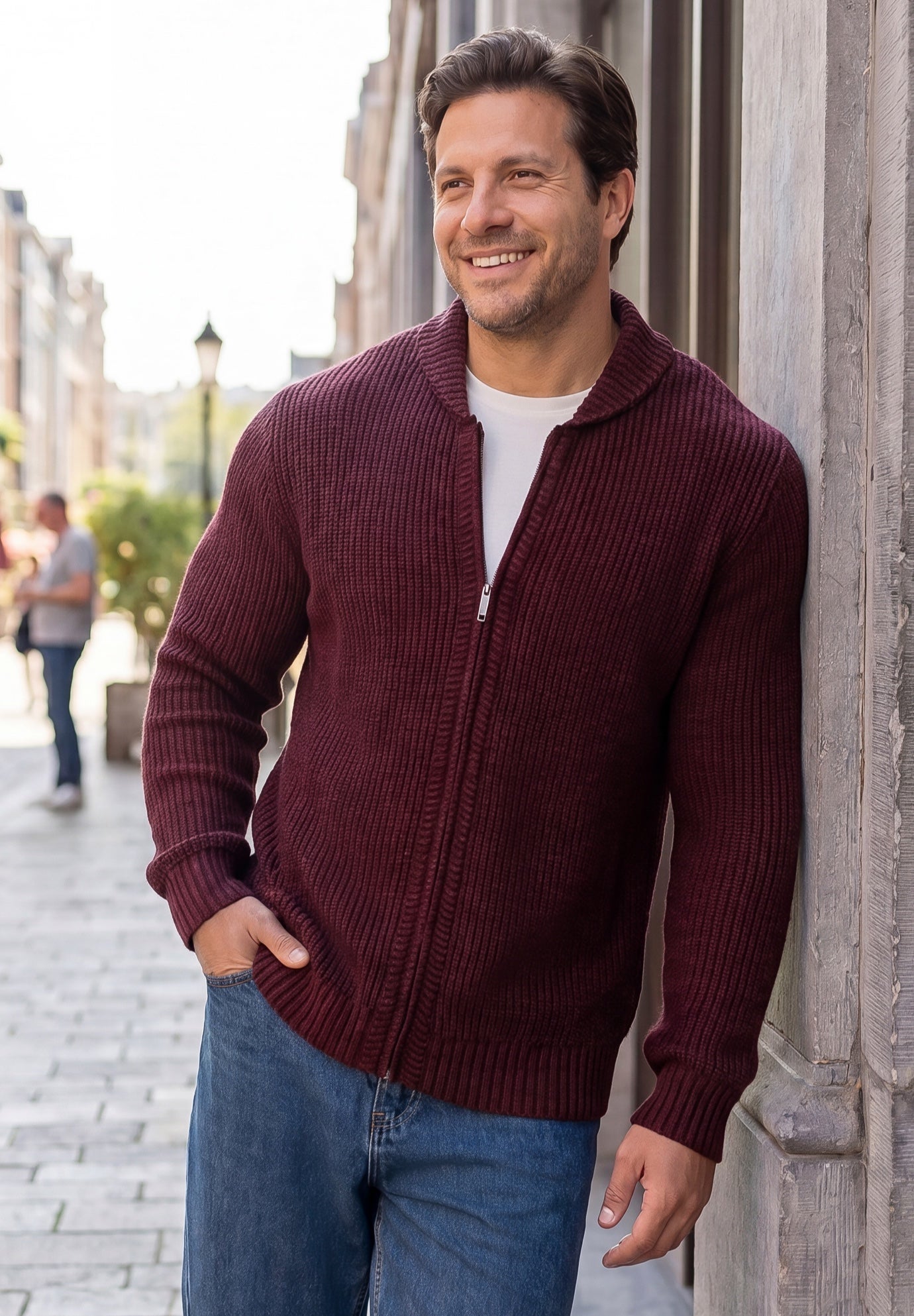 Shaker Knit Zip-Front Cardigan image number 0