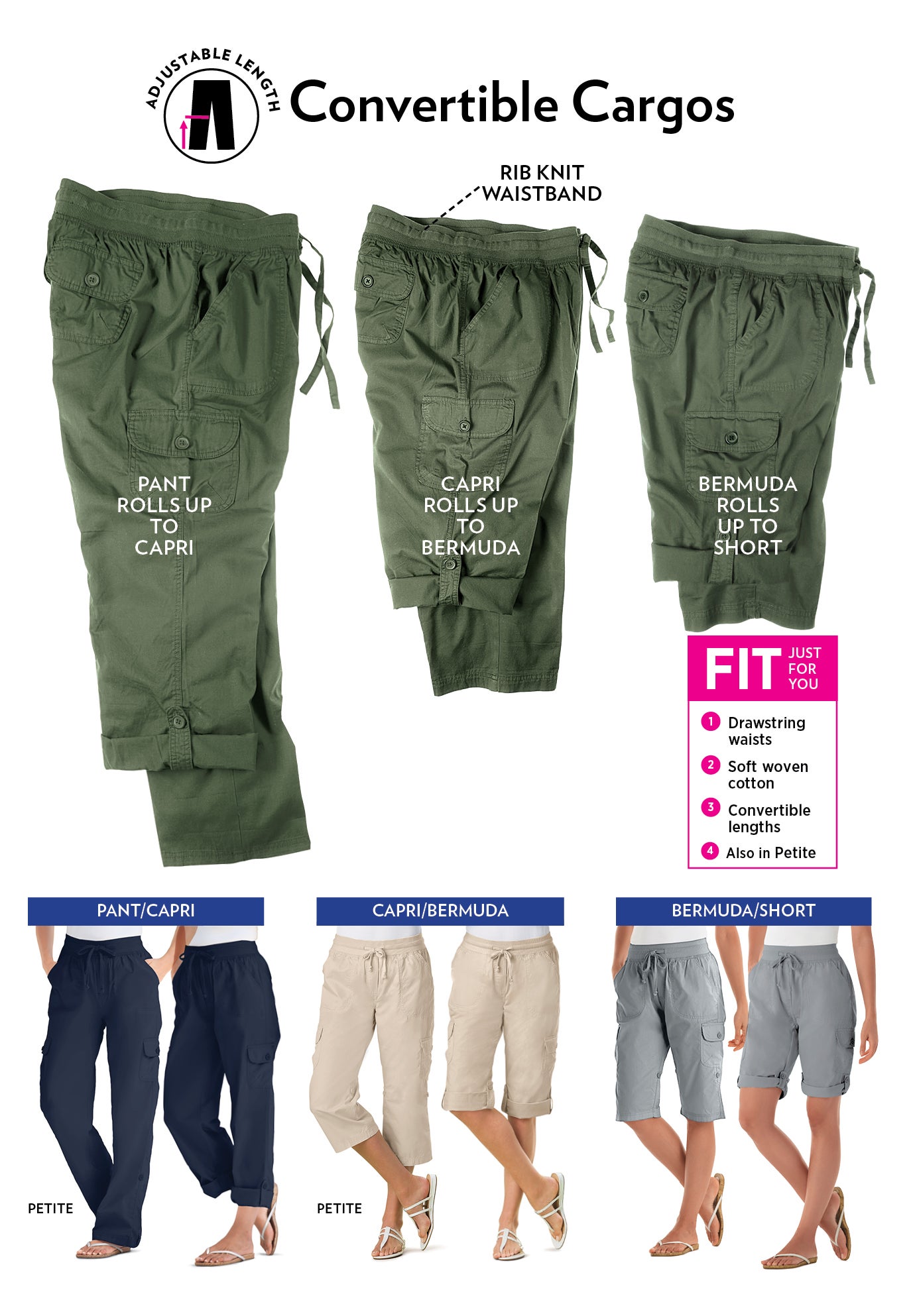 Convertible Length Cargo Pant/Capri image number 6