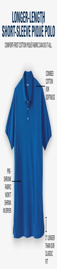 Longer-Length Shrink-Less™ Piqué Polo Shirt
