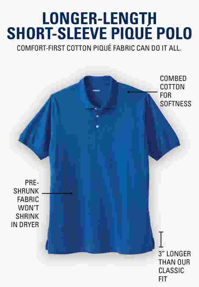 Longer-Length Shrink-Less™ Cotton Polo Shirt image number 1