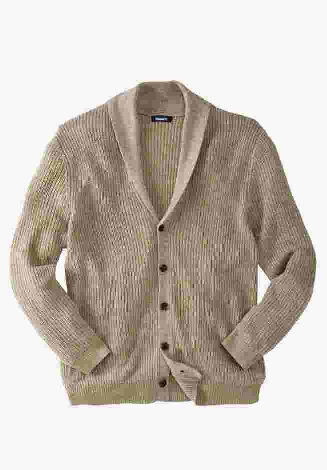 Shaker Knit Shawl-Collar Cardigan Sweater image number 0