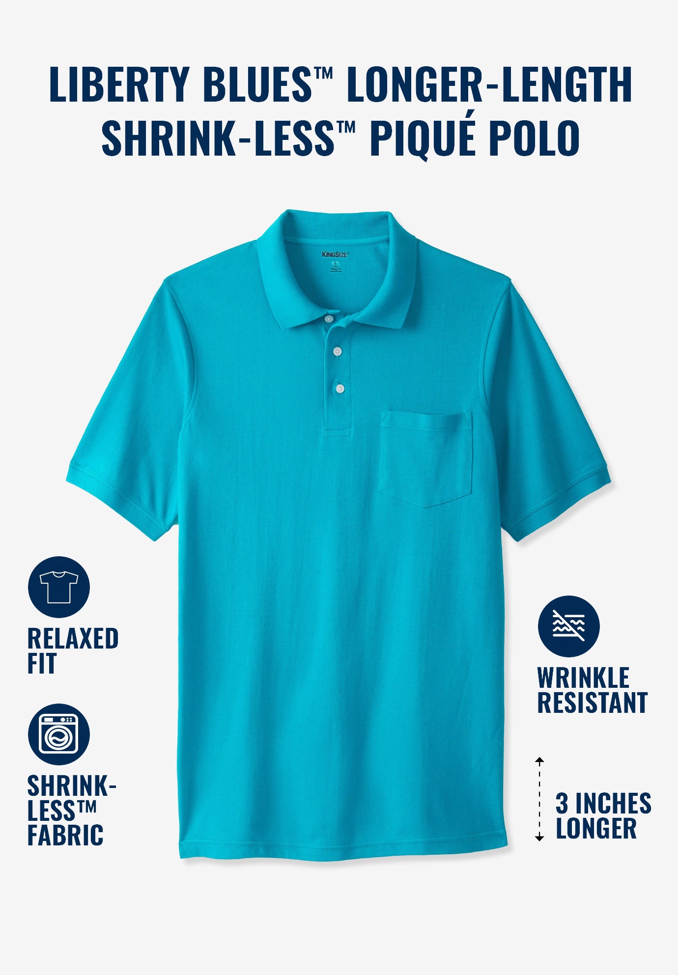 Longer-Length Shrink-Less™ Cotton Polo image number 1