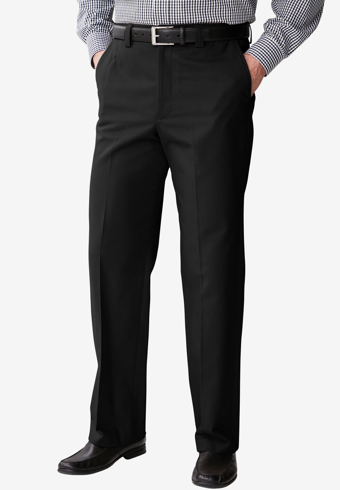 Relaxed Fit Wrinkle-Free Full Elastic Plain Front Pants image number 0