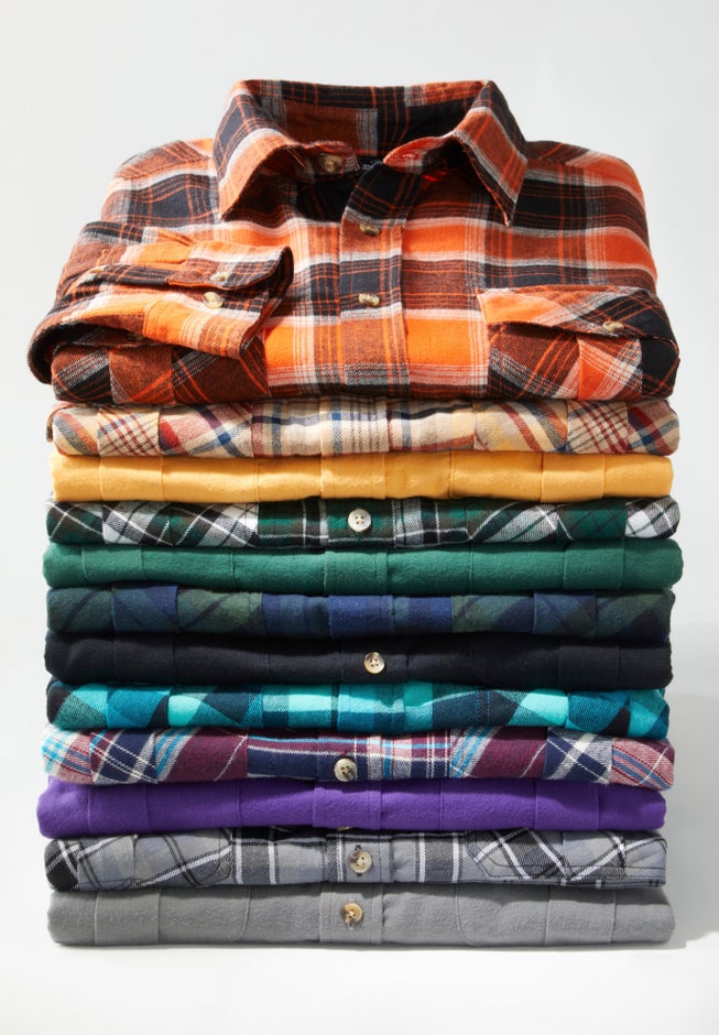 Relaxed Fit Men's Plaid Flannel Shirt, Navy Plaid | King Size Relaxed Fit Men's Plaid Flannel Shirt, Navy Plaid | King Size