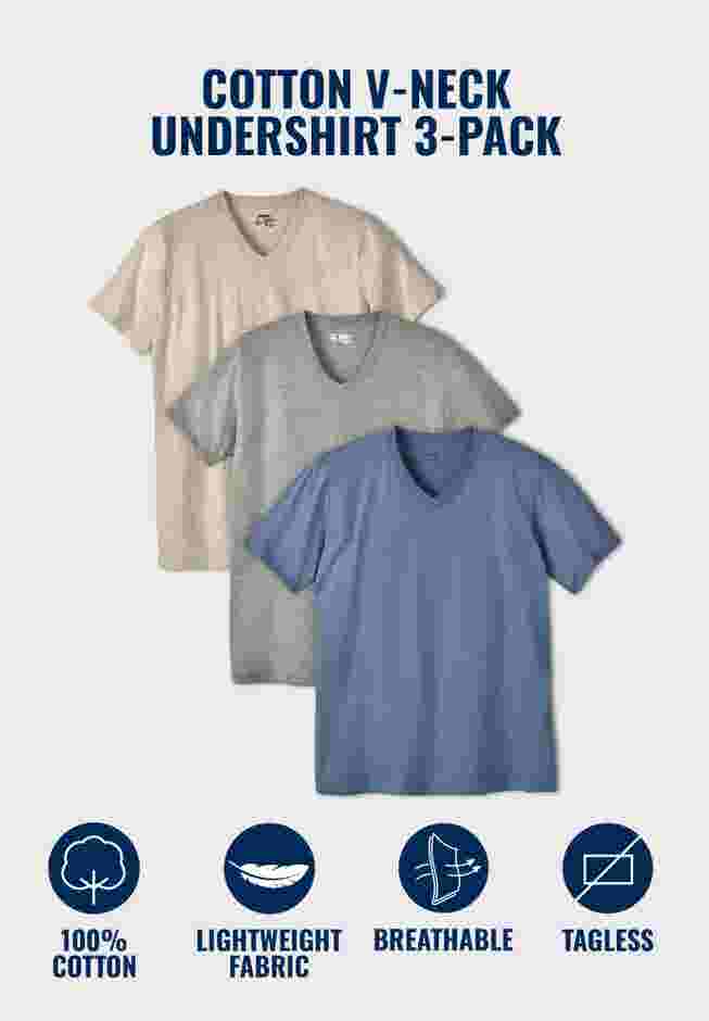 Cotton V-Neck Undershirt 3-Pack image number 1