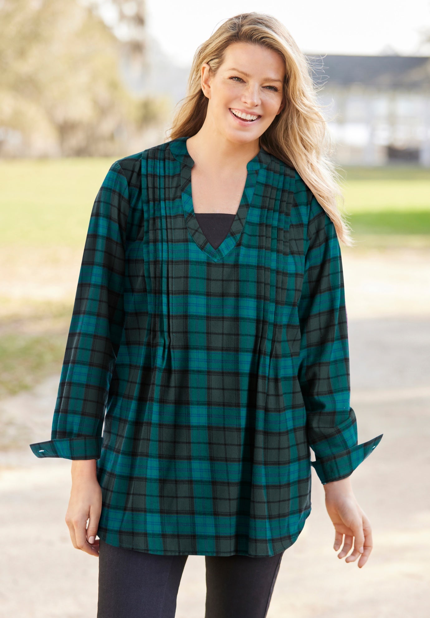 Flannel Tunic With Layered Look image number 0