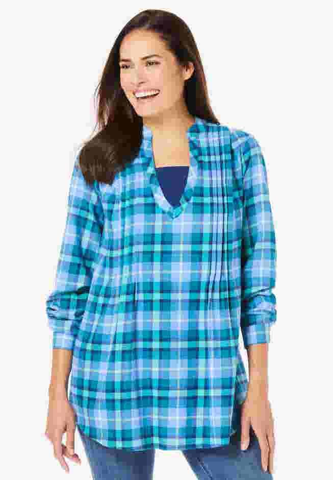 Flannel Tunic With Layered Look image number 0