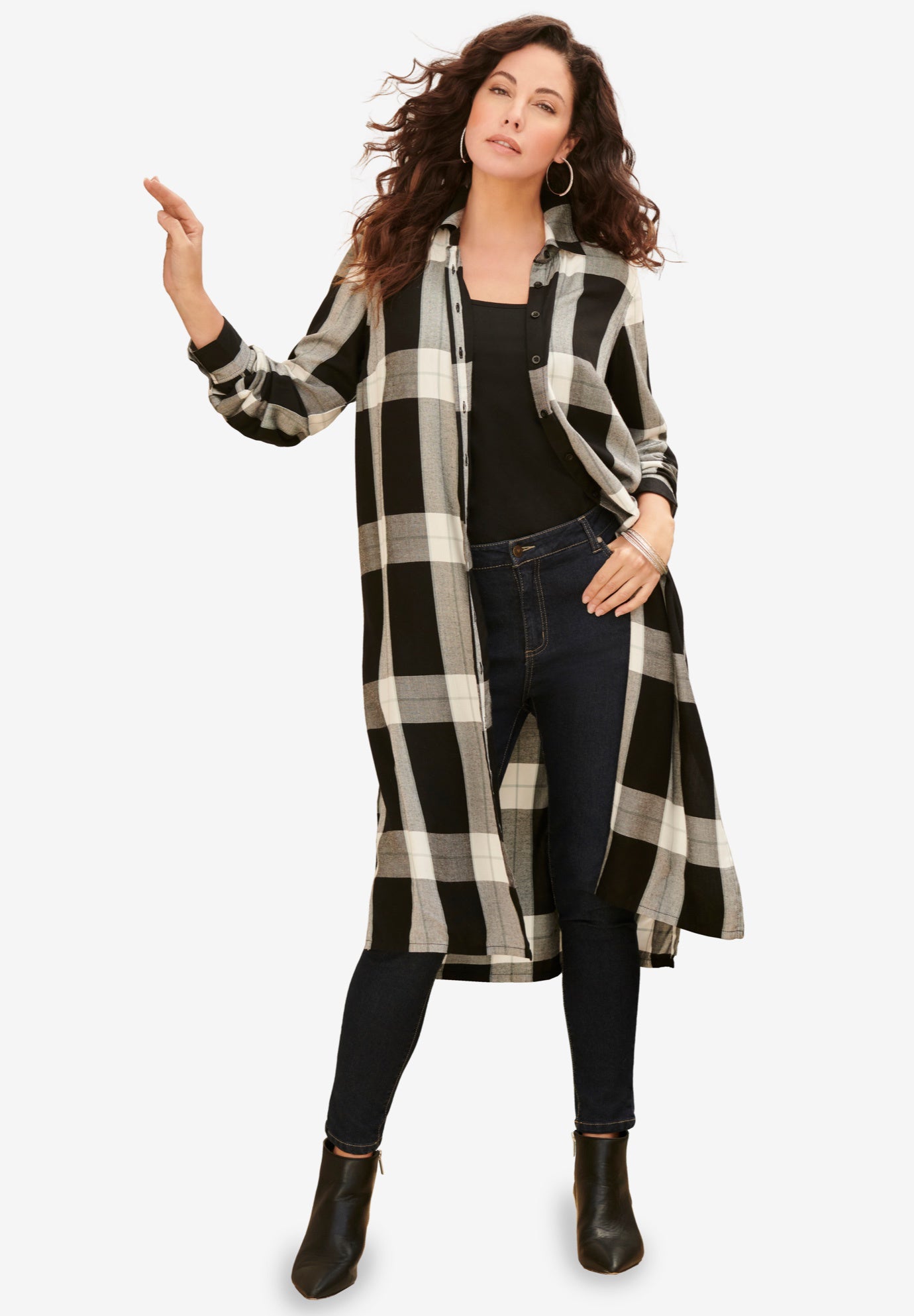 Plaid Button Front Ultra Tunic image number 3