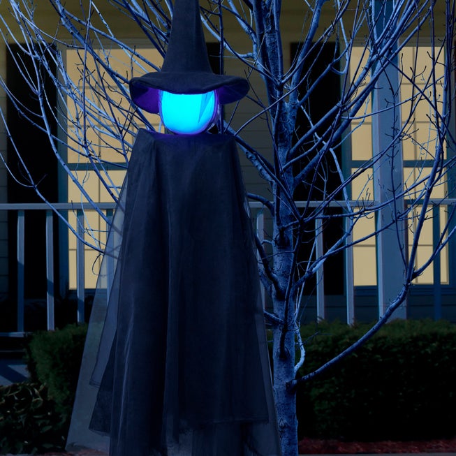 60" Pre-Lit 2-in-1 Hanging Witch image number null