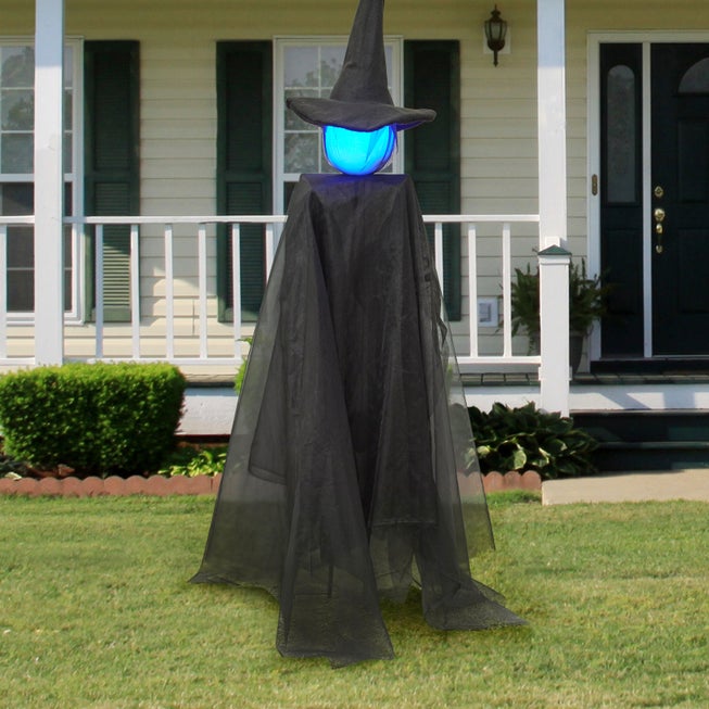 60" Pre-Lit 2-in-1 Hanging Witch image number null