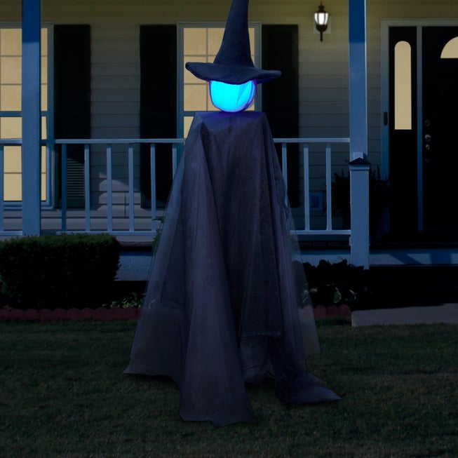60" Pre-Lit 2-in-1 Hanging Witch image number null