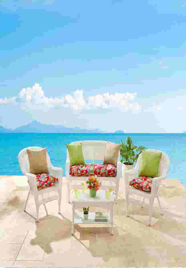 BH Performance Fabric Tufted Wicker Settee Cushion image number 1