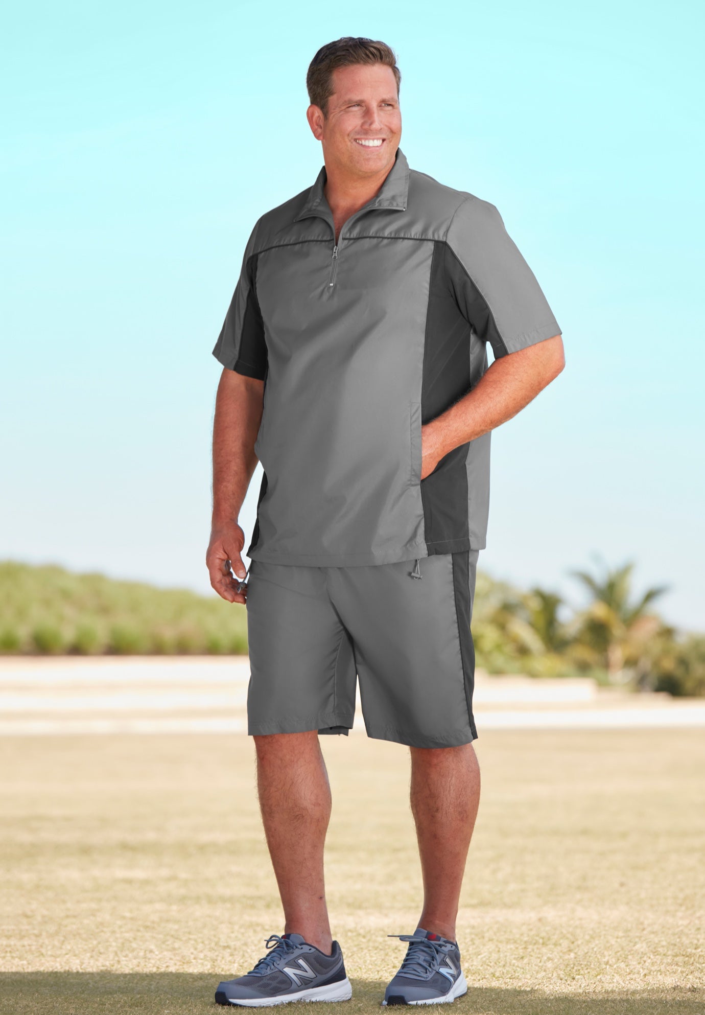 Quarter Zip Short Sleeve Colorblock Tracksuit image number 0