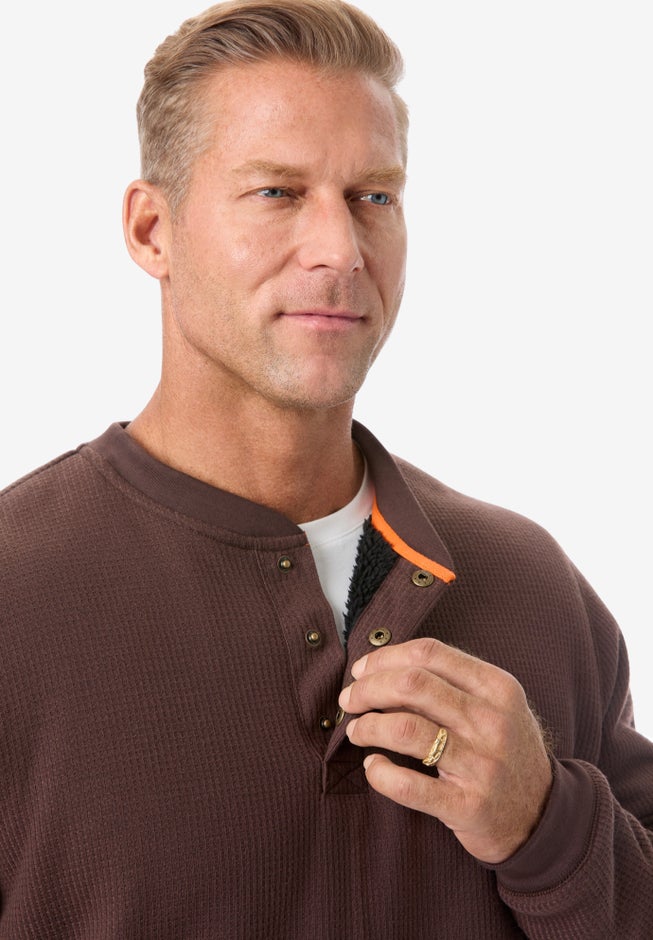 Bonded Sherpa Waffle Henley image number 2