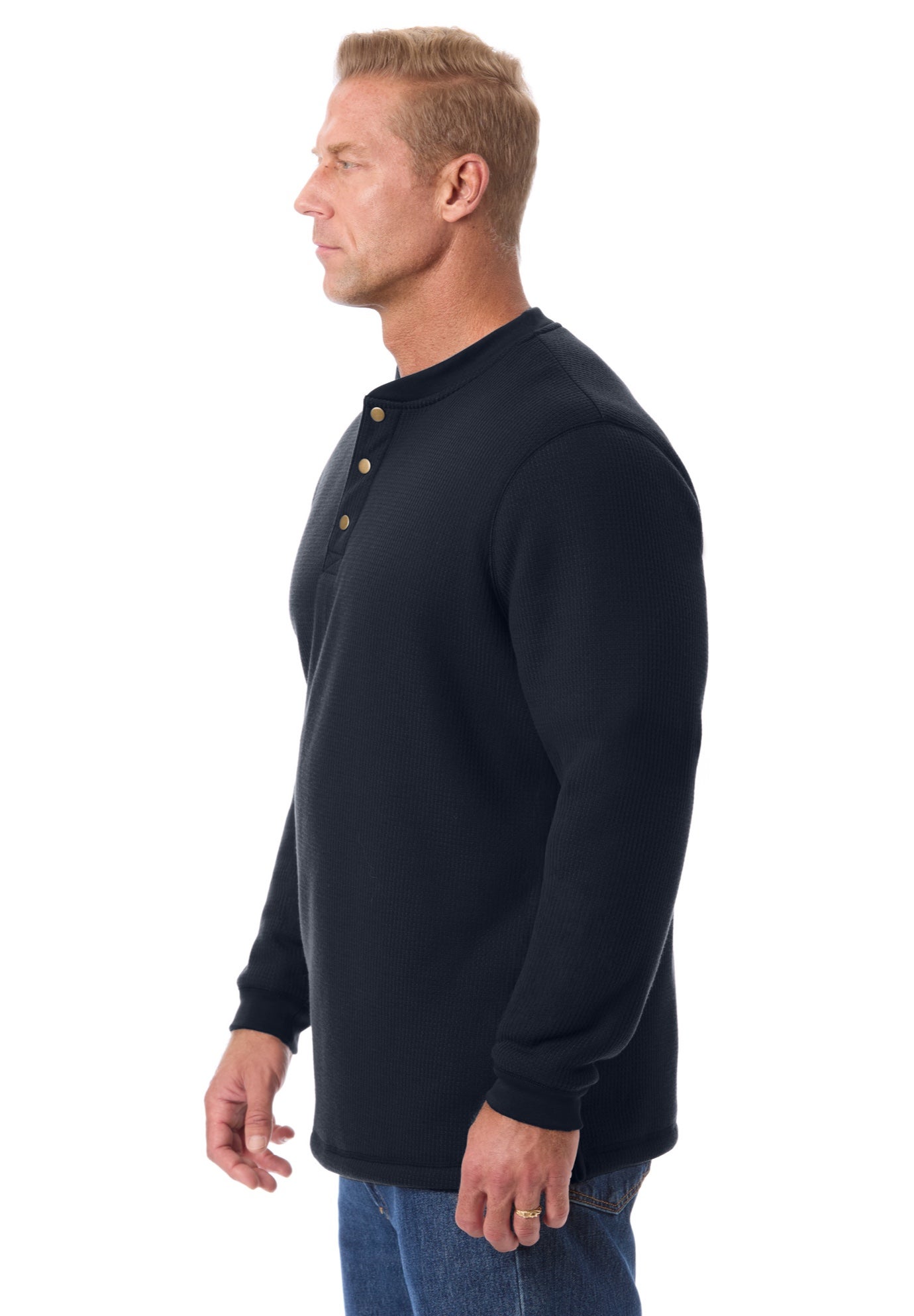 Bonded Sherpa Waffle Henley image number 1