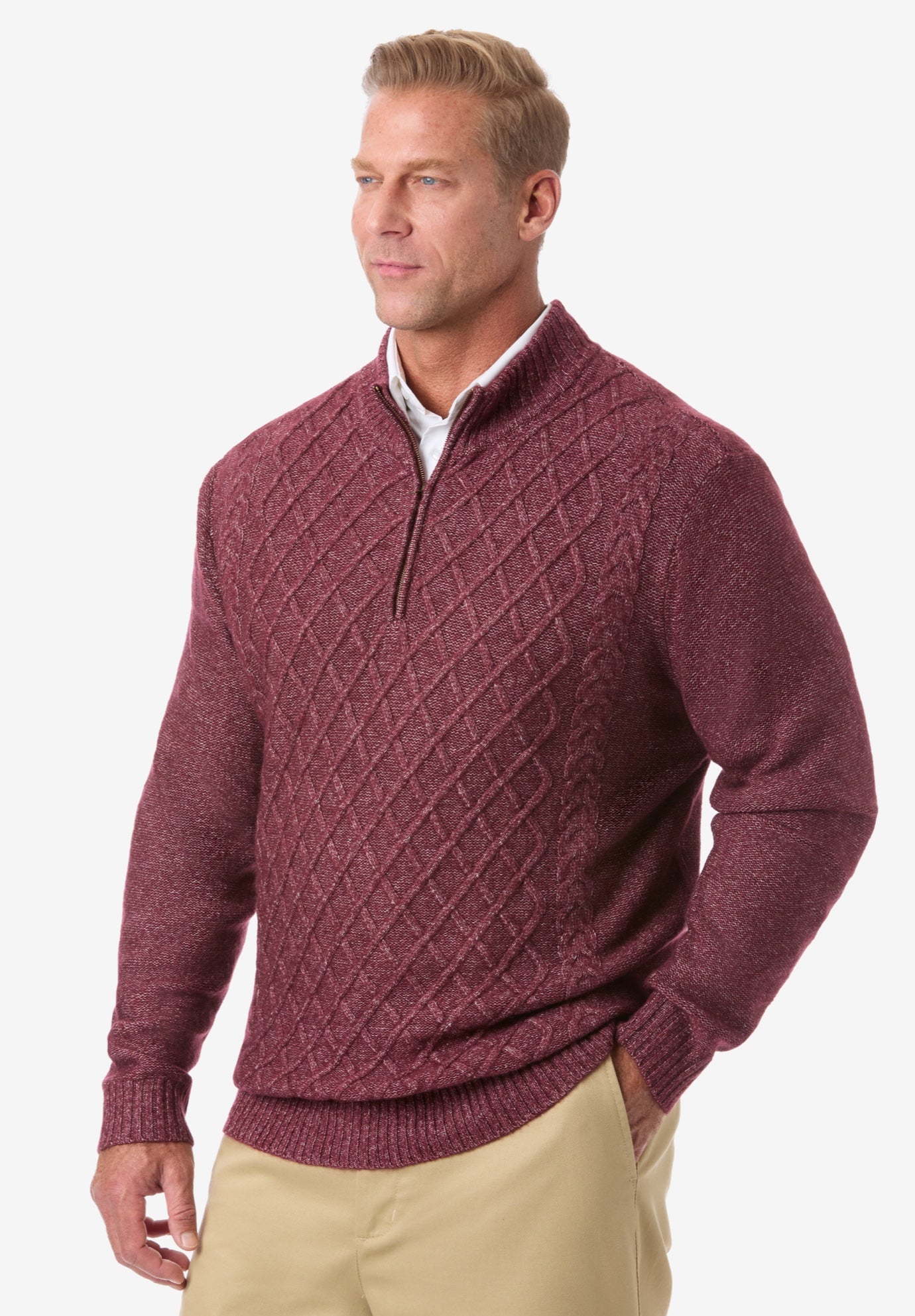 Soft Cable Knit 1/4 Zip Sweater image number 0