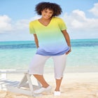 Short-Sleeve V-Neck Shirred Tee image number null