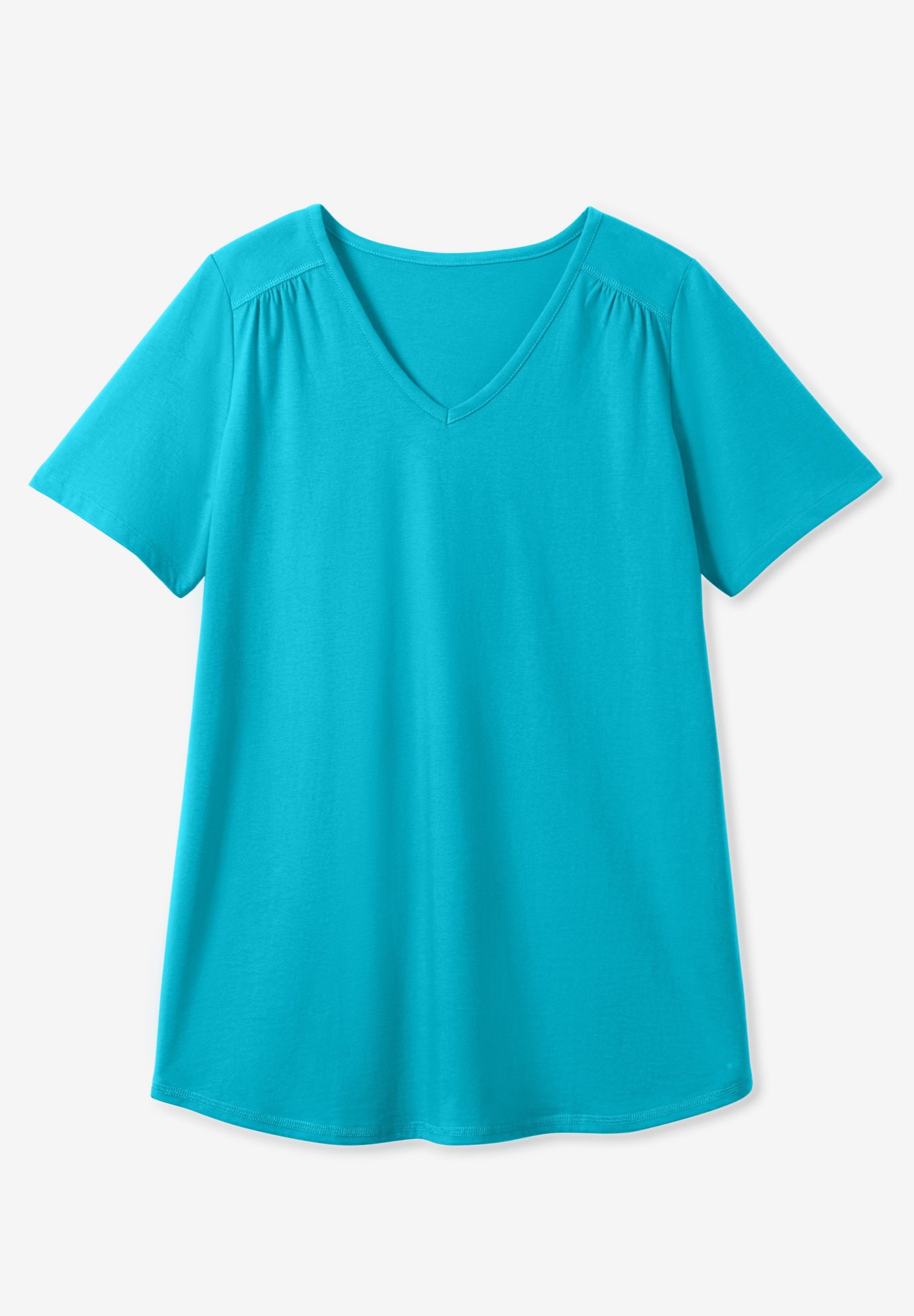 Short-Sleeve V-Neck Shirred Tee image number 14