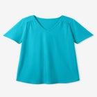 Short-Sleeve V-Neck Shirred Tee image number null